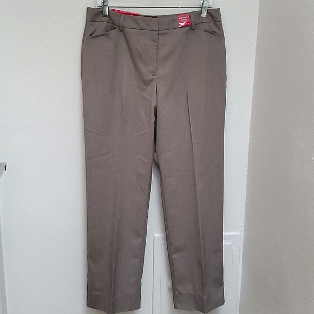Natural Fit Dress Slacks Taupe Color with Tiny Chevron Print Size 10P